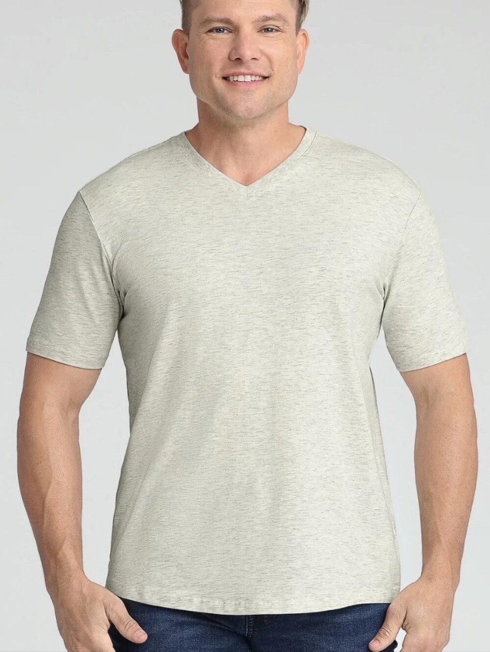 @ GMen's V-Neck Short Sleeve Shirt - Light Heather